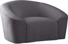 Riley Velvet Chair In Grey - 610Grey-C | Meridian