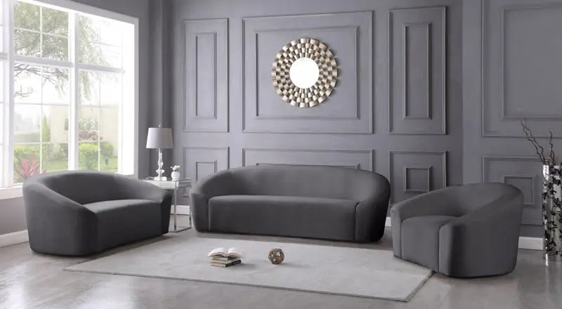 Meridian Furniture - Riley Velvet Chair In Grey - 610Grey-C