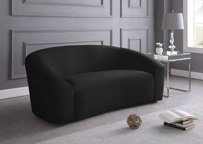 Meridian Furniture - Riley Velvet Loveseat In Black - 610Black-L