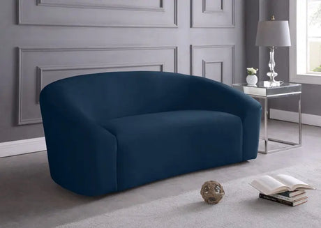 Meridian Furniture - Riley Velvet Loveseat In Navy - 610Navy-L