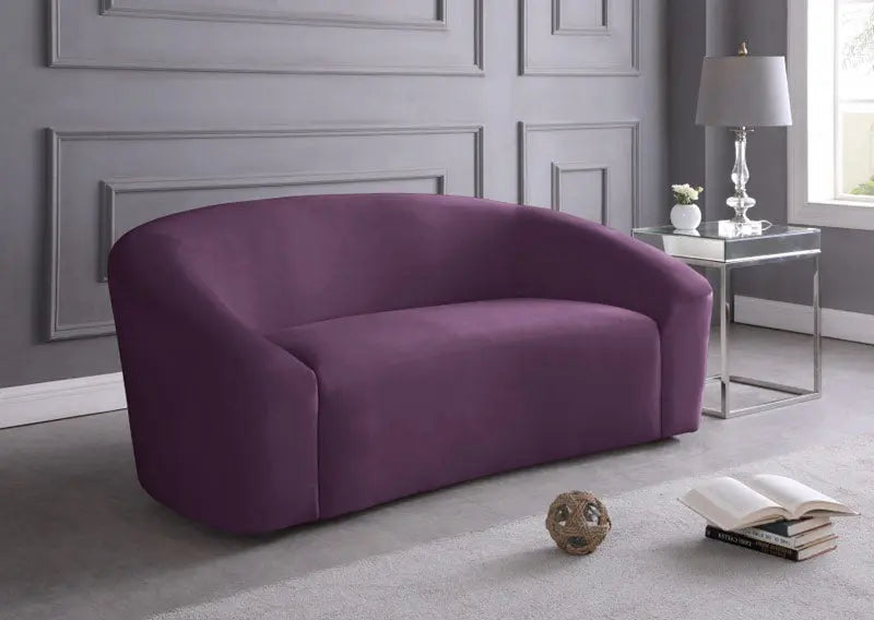 Meridian Furniture - Riley Velvet Loveseat In Purple - 610Purple-L