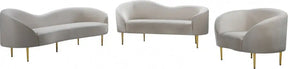 Ritz 3 Piece Living Room Set In Cream - 659Cream-S-3Set | Meridian