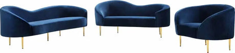 Meridian Furniture - Ritz 3 Piece Living Room Set In Navy - 659Navy-S-3Set