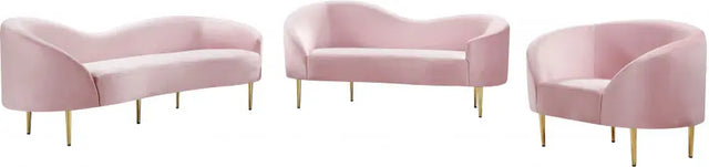 Meridian Furniture - Ritz 3 Piece Living Room Set In Pink - 659Pink-S-3Set