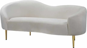 Ritz Velvet Loveseat In Cream - 659Cream-L | Meridian