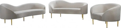 Meridian Furniture - Ritz Velvet Loveseat In Cream - 659Cream-L