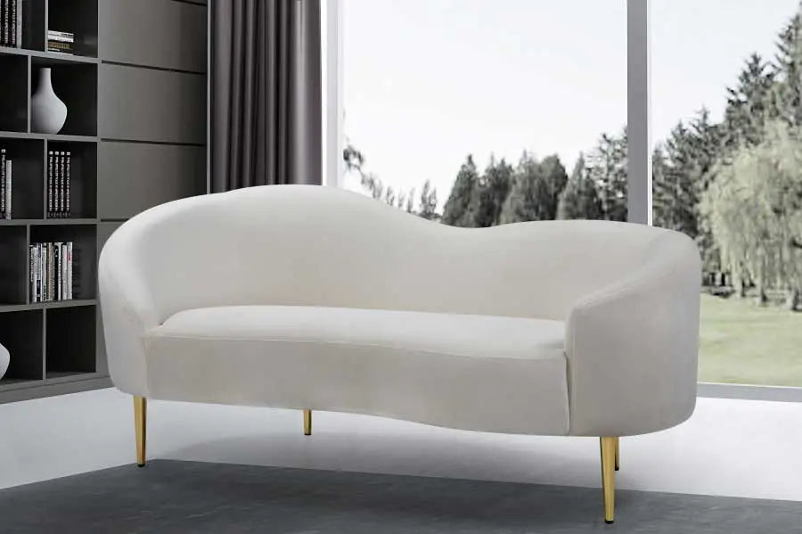 Meridian Furniture - Ritz Velvet Loveseat In Cream - 659Cream-L