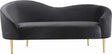 Ritz Velvet Loveseat In Grey - 659Grey-L | Meridian