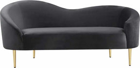 Ritz Velvet Loveseat In Grey - 659Grey-L | Meridian