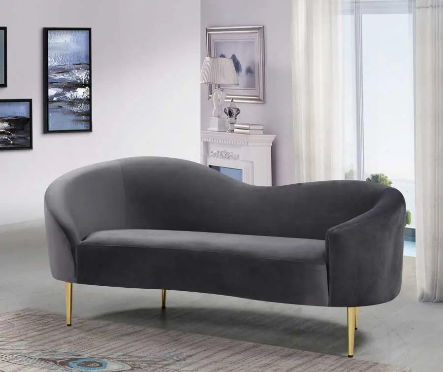 Meridian Furniture - Ritz Velvet Loveseat In Grey - 659Grey-L