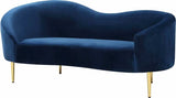 Meridian Furniture - Ritz Velvet Loveseat In Navy - 659Navy-L