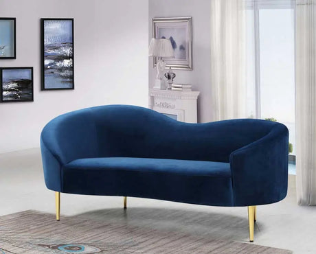 Meridian Furniture - Ritz Velvet Loveseat In Navy - 659Navy-L