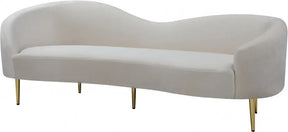 Ritz Velvet Sofa In Cream - 659Cream-S | Meridian