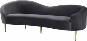 Ritz Velvet Sofa In Grey - 659Grey-S | Meridian