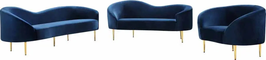 Meridian Furniture - Ritz Velvet Sofa In Navy - 659Navy-S