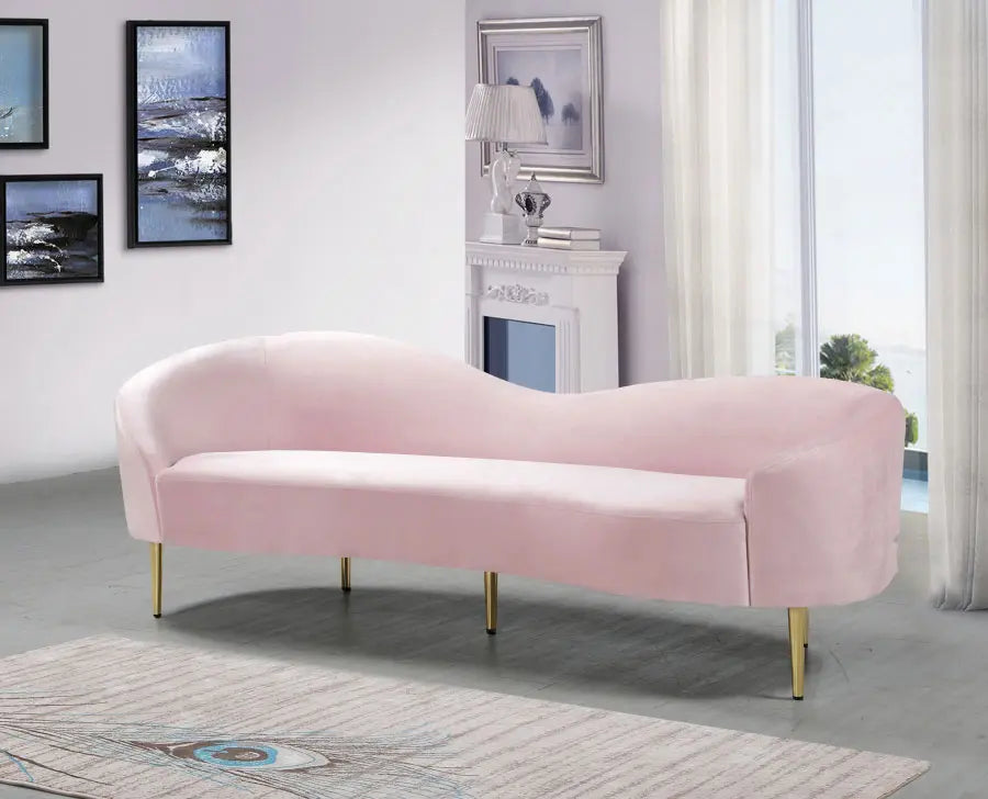 Meridian Furniture - Ritz Velvet Sofa In Pink - 659Pink-S