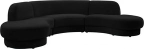 Rosa Velvet 3 Piece Sectional In Black - 628Black-Sectional | Meridian