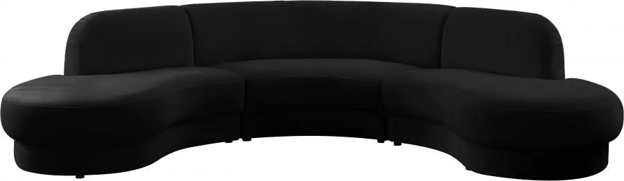 Meridian Furniture - Rosa Velvet 3 Piece Sectional In Black - 628Black-Sectional