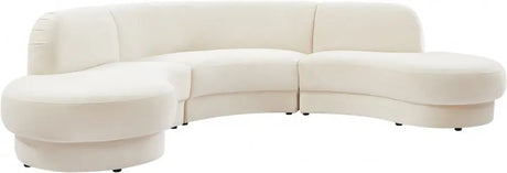 Meridian Furniture - Rosa Velvet 3 Piece Sectional In Cream - 628Cream-Sectional