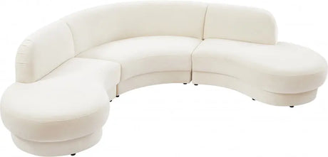 Meridian Furniture - Rosa Velvet 3 Piece Sectional In Cream - 628Cream-Sectional