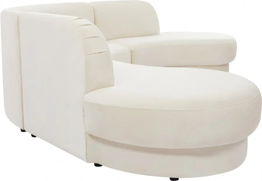 Meridian Furniture - Rosa Velvet 3 Piece Sectional In Cream - 628Cream-Sectional