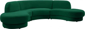 Rosa Velvet 3 Piece Sectional In Green - 628Green-Sectional | Meridian