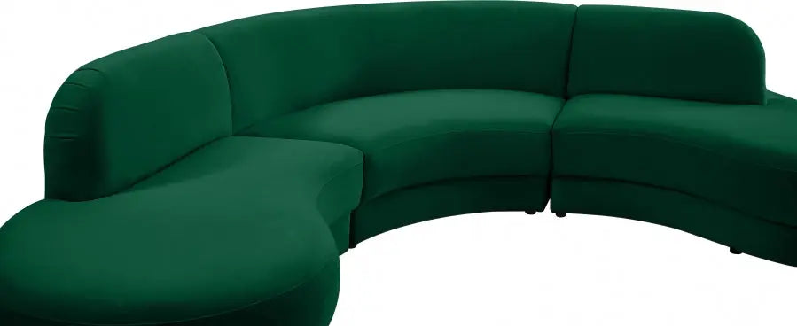 Meridian Furniture - Rosa Velvet 3 Piece Sectional In Green - 628Green-Sectional