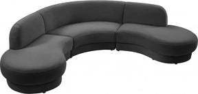 Rosa Velvet 3 Piece Sectional In Grey - 628Grey-Sectional | Meridian