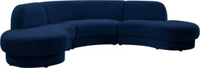 Rosa Velvet 3 Piece Sectional In Navy - 628Navy-Sectional | Meridian