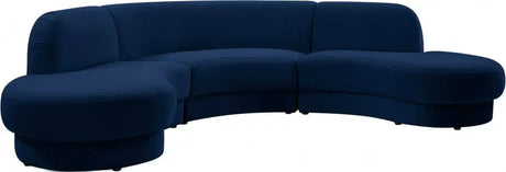 Meridian Furniture - Rosa Velvet 3 Piece Sectional In Navy - 628Navy-Sectional