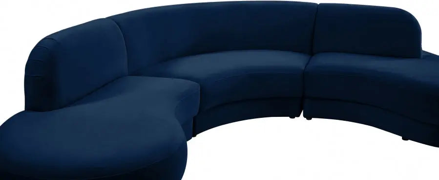 Meridian Furniture - Rosa Velvet 3 Piece Sectional In Navy - 628Navy-Sectional