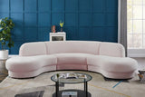 Meridian Furniture - Rosa Velvet 3 Piece Sectional In Pink - 628Pink-Sectional