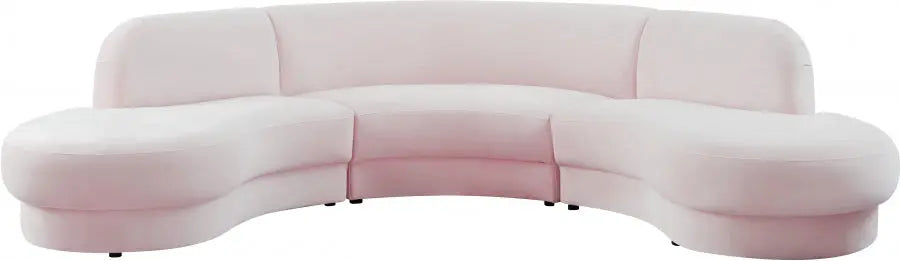 Meridian Furniture - Rosa Velvet 3 Piece Sectional In Pink - 628Pink-Sectional