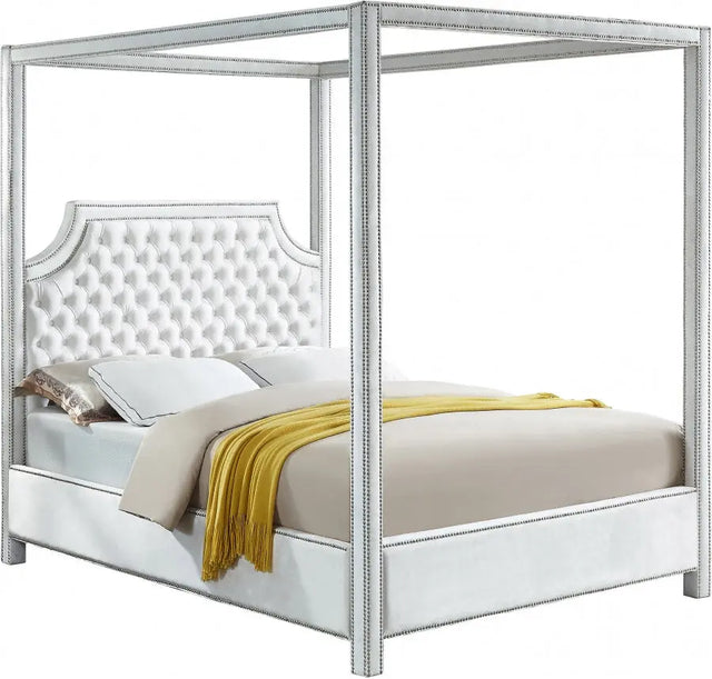 Meridian Furniture - Rowan Velvet Queen Bed In White - Rowanwhite-Q
