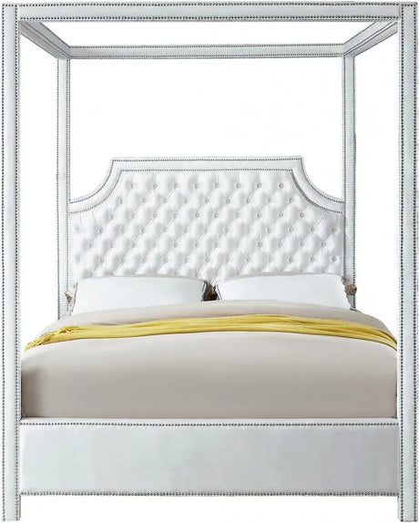 Meridian Furniture - Rowan Velvet Queen Bed In White - Rowanwhite-Q