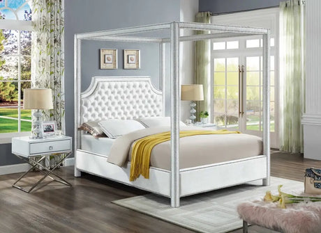 Meridian Furniture - Rowan Velvet Queen Bed In White - Rowanwhite-Q