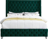 Meridian Furniture - Savan Velvet King Bed In Green - Savangreen-K