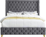 Meridian Furniture - Savan Velvet King Bed In Grey - Savangrey-K