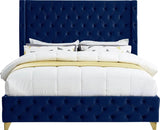 Meridian Furniture - Savan Velvet King Bed In Navy - Savannavy-K