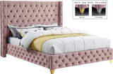 Meridian Furniture - Savan Velvet Queen Bed In Pink - Savanpink-Q