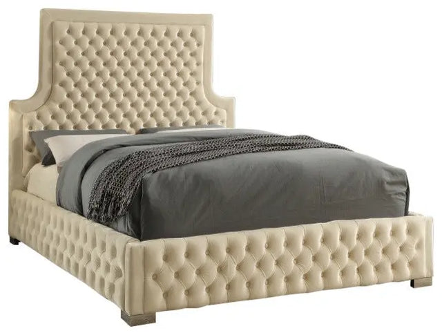 Meridian Furniture - Sedona Velvet King Bed In Cream - Sedonacream-K