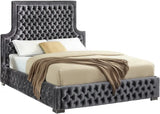 Meridian Furniture - Sedona Velvet King Bed In Grey - Sedonagrey-K