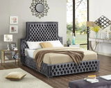 Meridian Furniture - Sedona Velvet King Bed In Grey - Sedonagrey-K