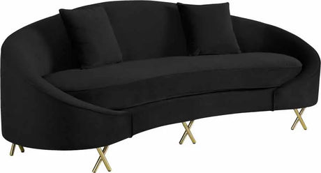 Meridian Furniture - Serpentine 3 Piece Living Room Set In Black - 679Black-S-3Set