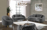 Meridian Furniture - Serpentine 3 Piece Living Room Set In Grey - 679Grey-S-3Set