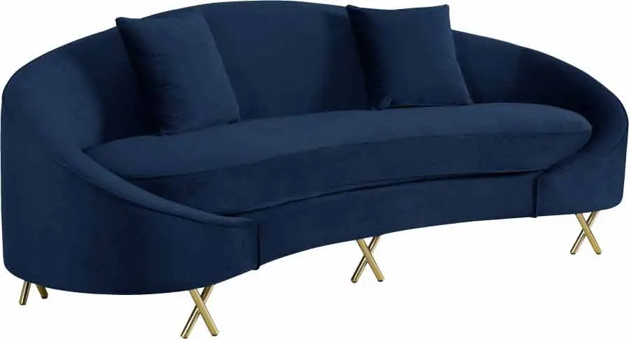 Meridian Furniture - Serpentine 3 Piece Living Room Set In Navy - 679Navy-S-3Set