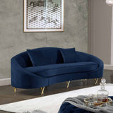 Meridian Furniture - Serpentine 3 Piece Living Room Set In Navy - 679Navy-S-3Set