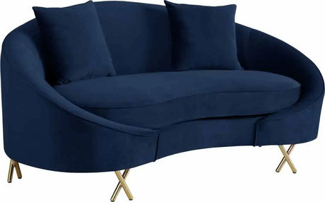 Meridian Furniture - Serpentine 3 Piece Living Room Set In Navy - 679Navy-S-3Set