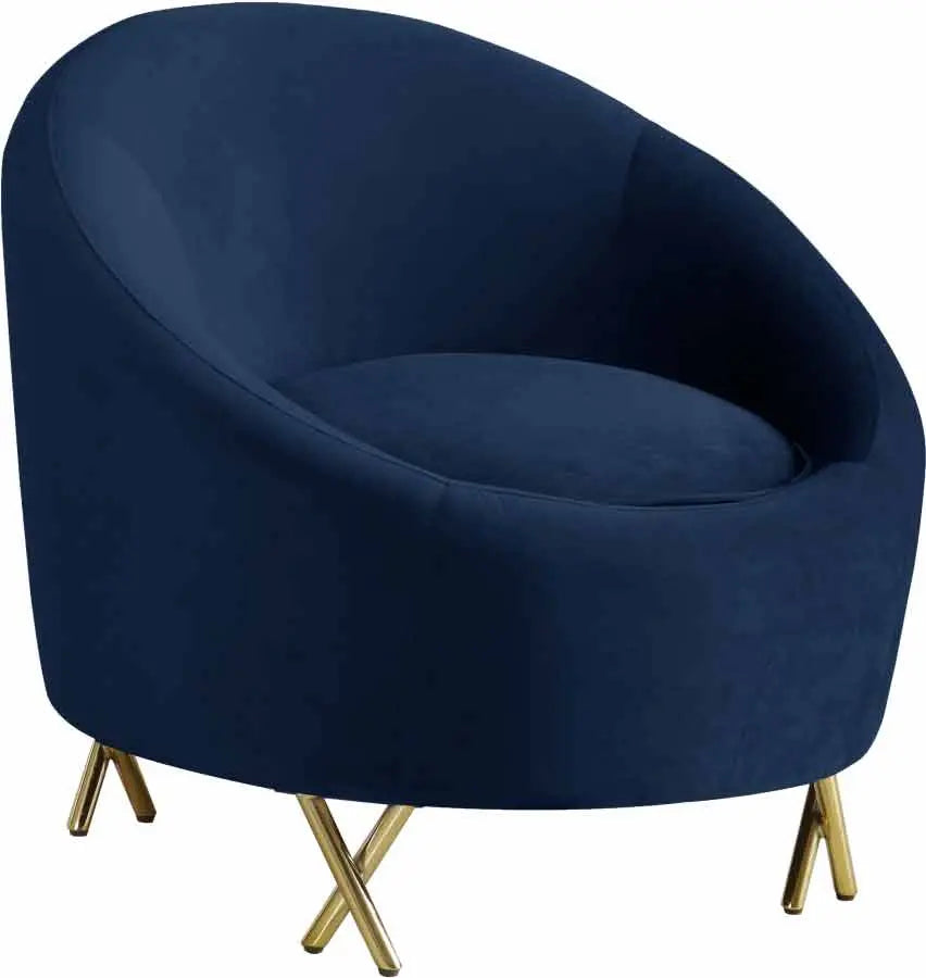 Meridian Furniture - Serpentine 3 Piece Living Room Set In Navy - 679Navy-S-3Set