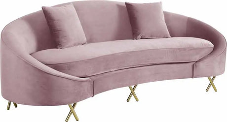 Meridian Furniture - Serpentine 3 Piece Living Room Set In Pink - 679Pink-S-3Set